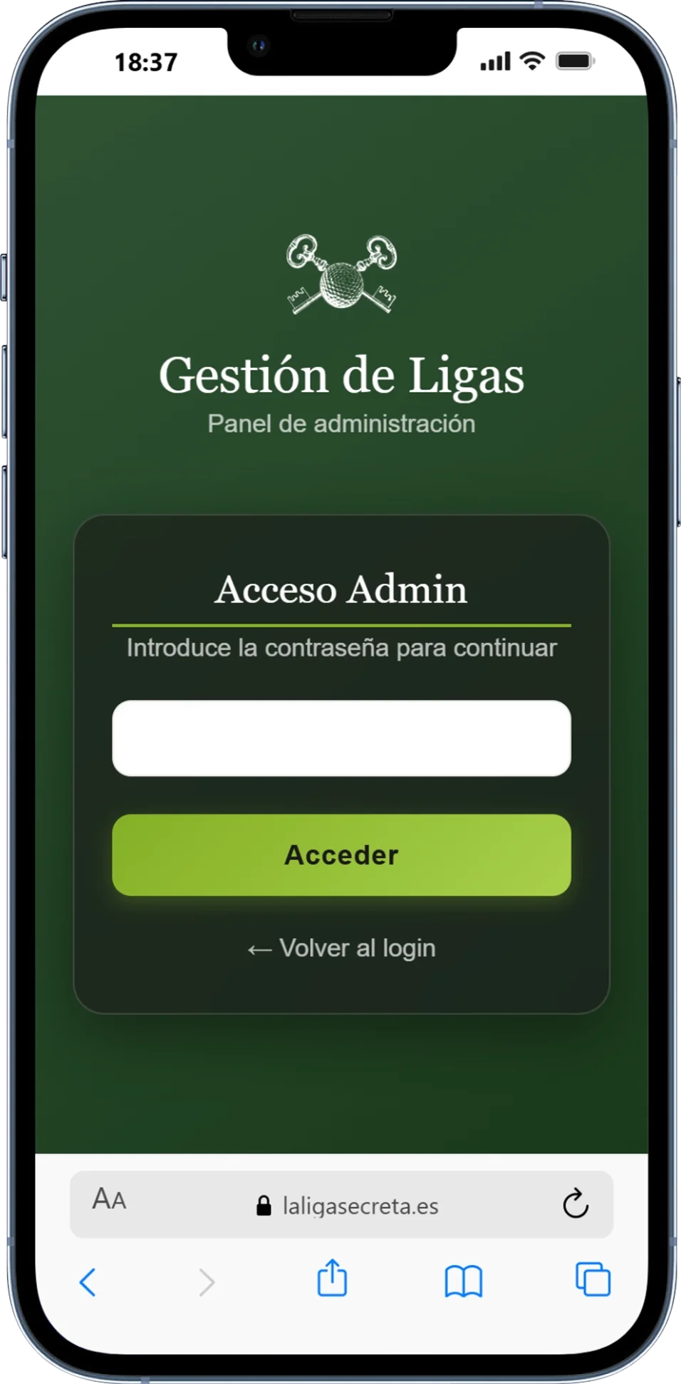 Panel de administración The Secret Golf Club