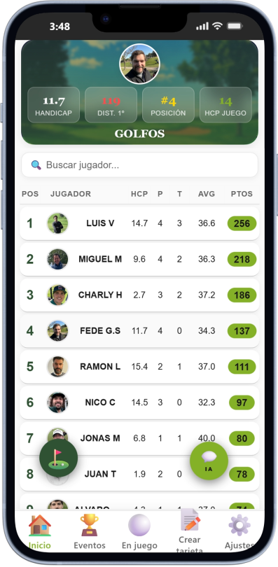 Ranking de liga en tiempo real